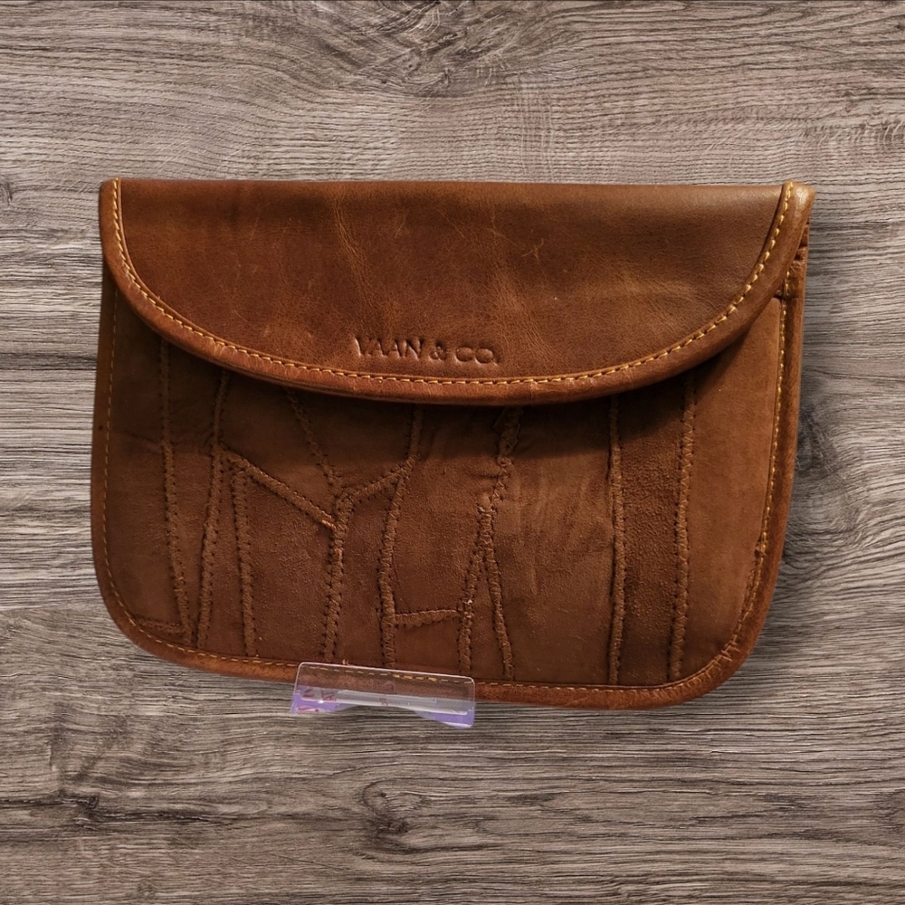 Vaan & Co. Women's Brown Leather Clutch, Like New